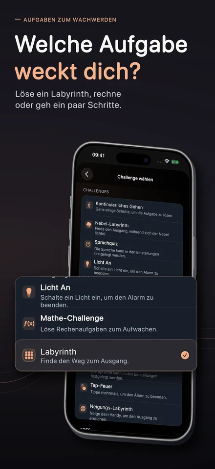 Welche Aufgabe weckt dich? Löse ein Labyrinth, rechne oder geh ein paar Schritte.