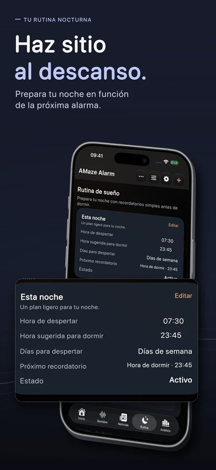 Haz sitio al descanso. Prepara tu noche en función de la próxima alarma.
