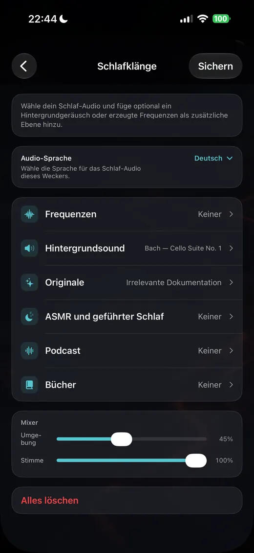 Schlaf-Audio-Bildschirm